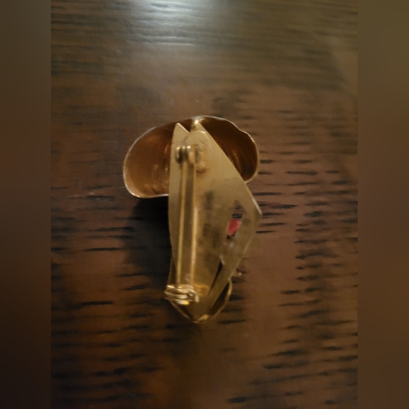 60s Era Rare Brown Mushroom Brooch with Red Ladybug - Picture 3 of 6